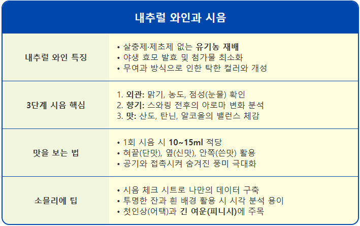 내추럴 와인과 시음을 위한 3가지 1