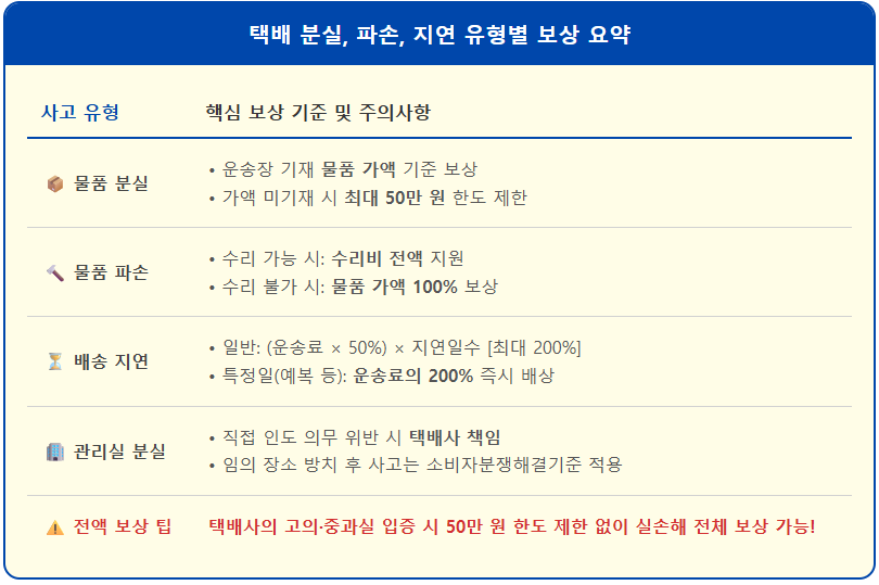 택배 분실,파손,지연 유형별 보상 기준 2 택배 분실,파손,지연 유형별 보상 기준 1