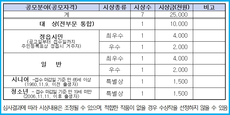 총상금 2500만원 정읍 관광 유튜브 공모전 4 총상금 2500만원 정읍 관광 유튜브 공모전 3